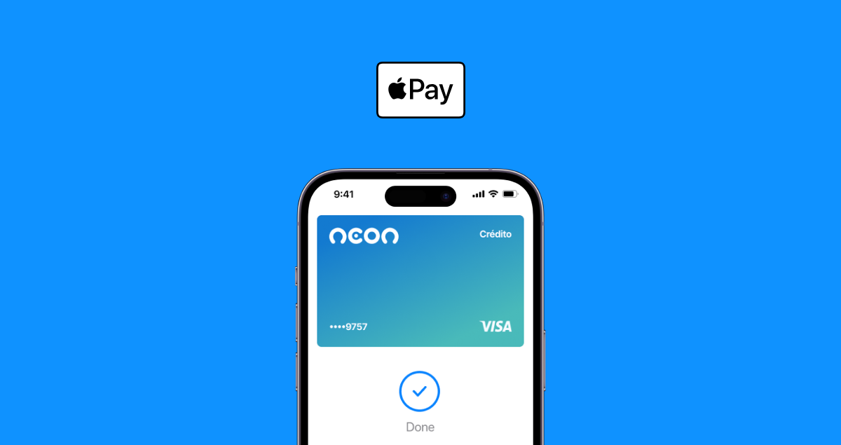 Tela de celular mostrando cartão virtual Neon na Apple Pay