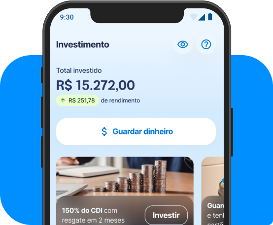 Tela de celular mostrando investimentos no aplicativo Neon